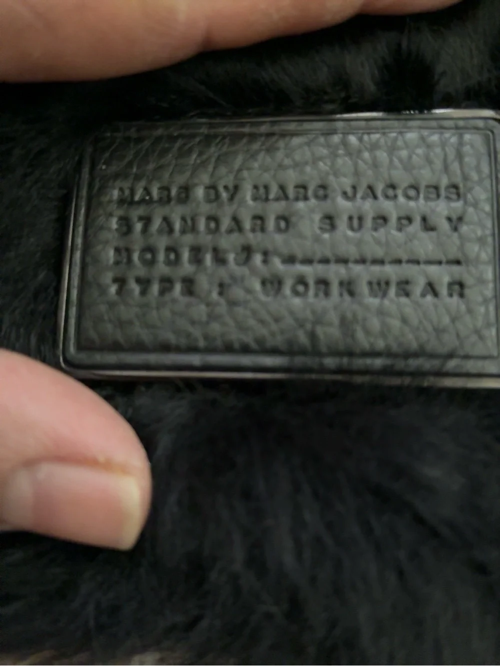 Marc By Marc Jacobs Black Leather Label on Real Lamb Fur
